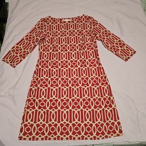 Jude Connally Geometric Pattern Red Shift Dress - Small